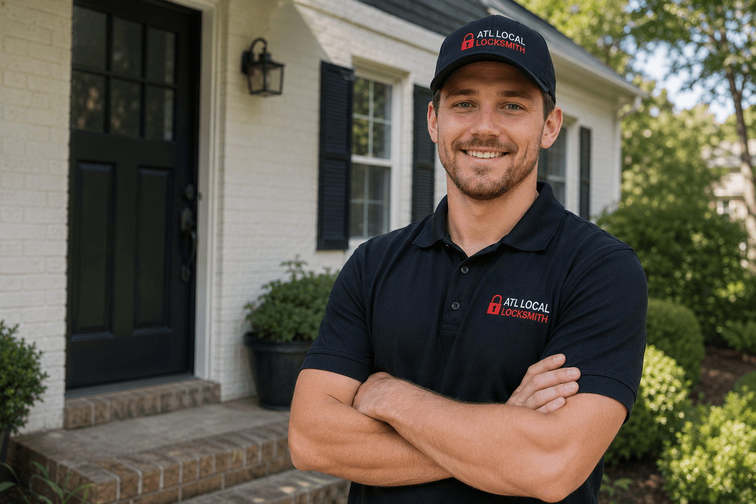 ATL Local Locksmith technician beside a branded mobile locksmith van